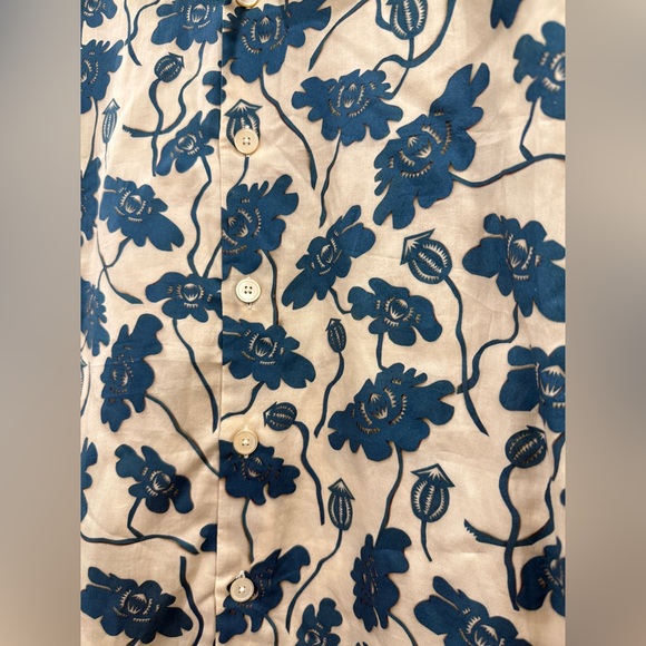 PS PAUL SMITH Floral Print Men's Shirt - Blue and Cream - Picture 5 of 6